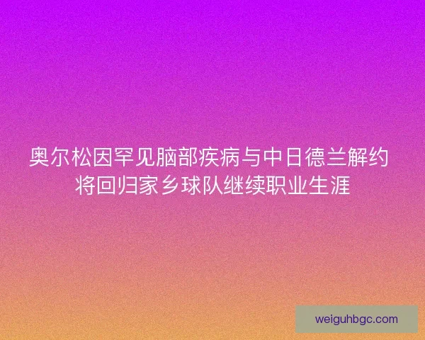 奥尔松因罕见脑部疾病与中日德兰解约 将回归家乡球队继续职业生涯 奥尔松因罕见脑部疾病与中日德兰解约 将回归家乡球队继续职业生涯