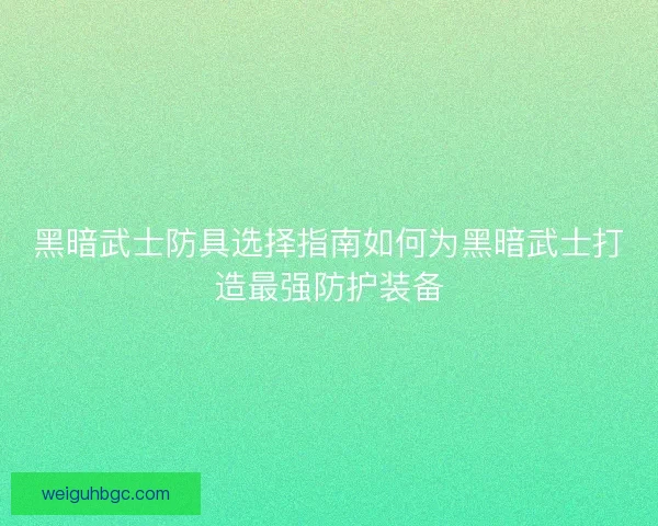 黑暗武士防具选择指南如何为黑暗武士打造最强防护装备