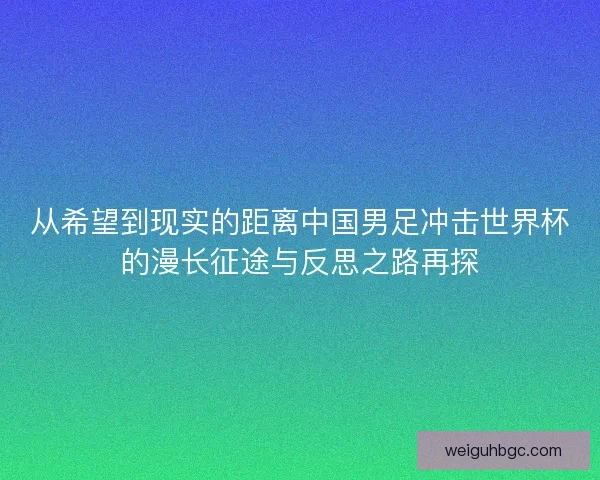 从希望到现实的距离中国男足冲击世界杯的漫长征途与反思之路再探