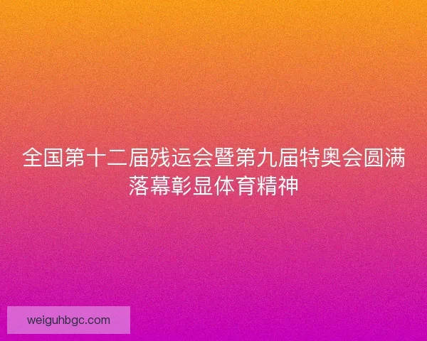 全国第十二届残运会暨第九届特奥会圆满落幕彰显体育精神