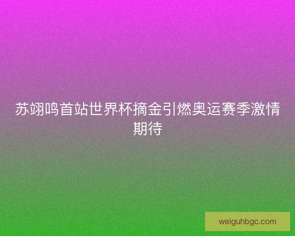 苏翊鸣首站世界杯摘金引燃奥运赛季激情期待 苏翊鸣首站世界杯摘金引燃奥运赛季激情期待
