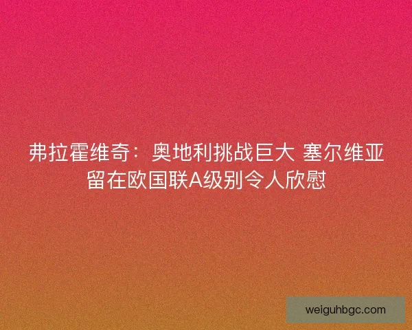 弗拉霍维奇：奥地利挑战巨大 塞尔维亚留在欧国联A级别令人欣慰