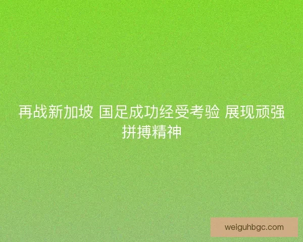 再战新加坡 国足成功经受考验 展现顽强拼搏精神