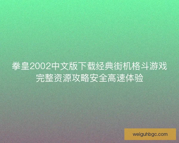 拳皇2002中文版下载经典街机格斗游戏完整资源攻略安全高速体验